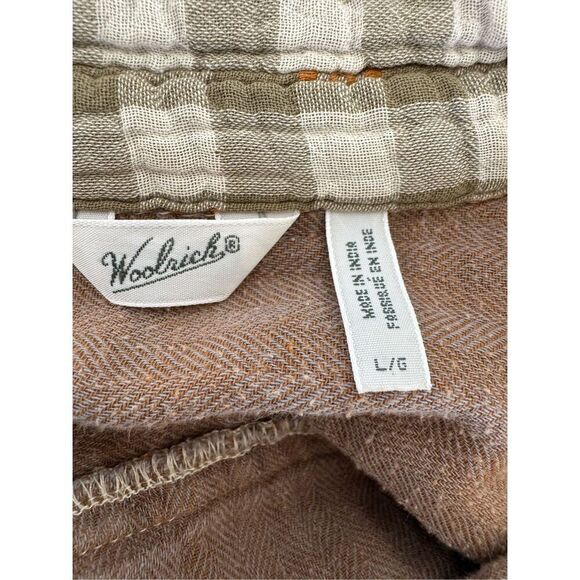Woolrich women’s L 100% cotton plaid flannel sage green cozy relaxed empire butt - Picture 5 of 6